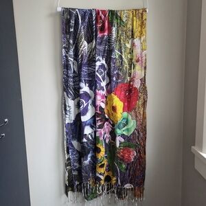 Vibrant Scarf Floral Multi Colour Soft  Shawl Wrap Skirt Vibrant EUC